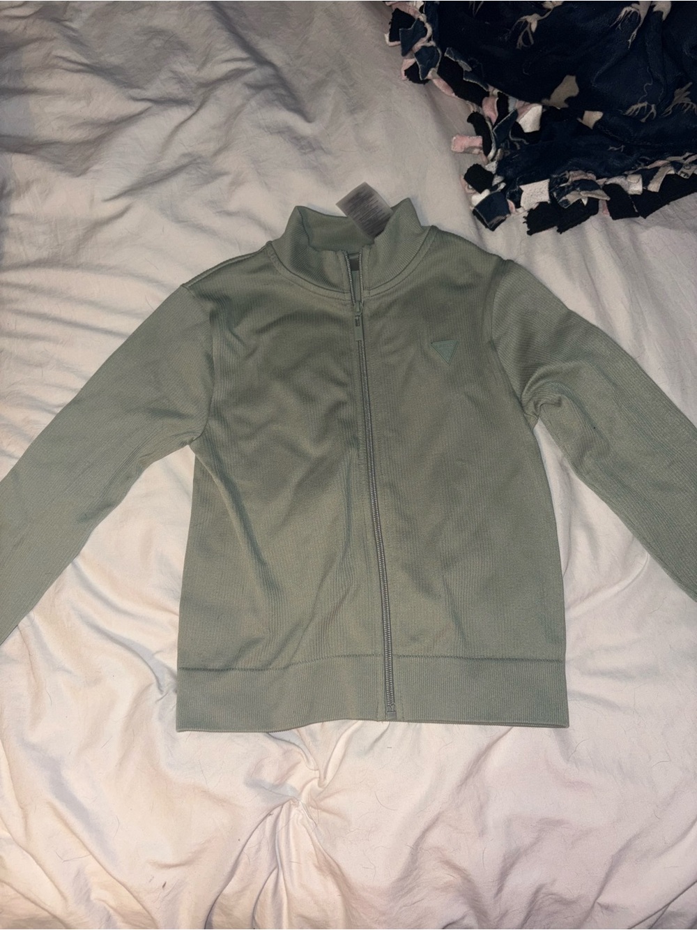 Guess Zip-Front Bomber Jacket in Sage Green